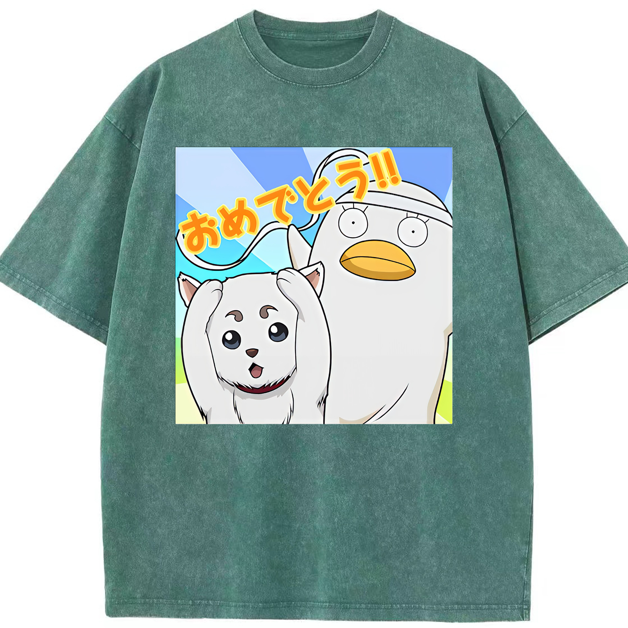 （画像用） ぎんたま 坂田銀時（さかたぎんとき） 神楽 志村新八（しむら しんぱち） GINTAMA Sakata Gintoki Kagura Shimura Shinpachi 綿100% ヴィンテージ風 半袖Tシャツ（フロントプリント）